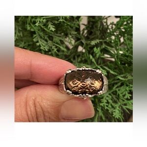 ariva fine jewelry sterling Silver 18k smoky quartz Ring size 8